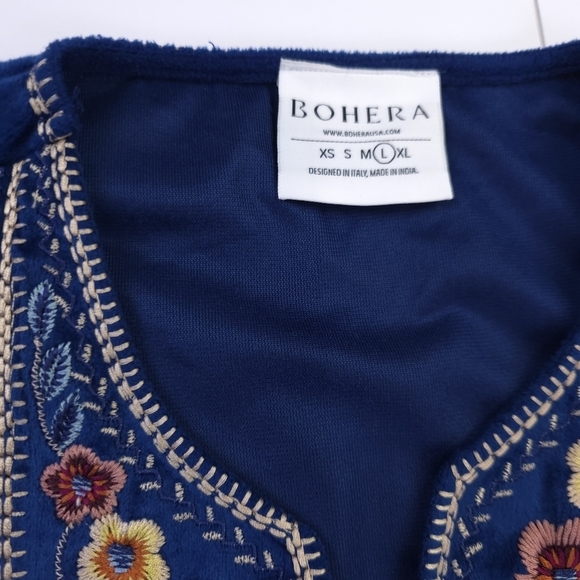 New Bohera Embroidered Blue Blouse Sz L - Picture 4 of 9
